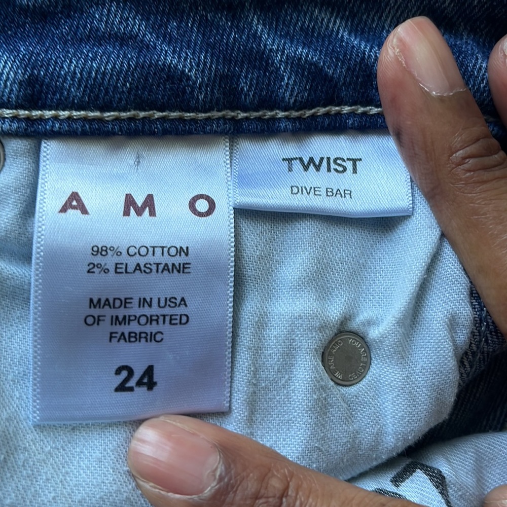 AMO Twist Dive Bar Skinny Jeans Size 24 Women’s Blue Crop Mid Rise 100% Cotton - Picture 11 of 11